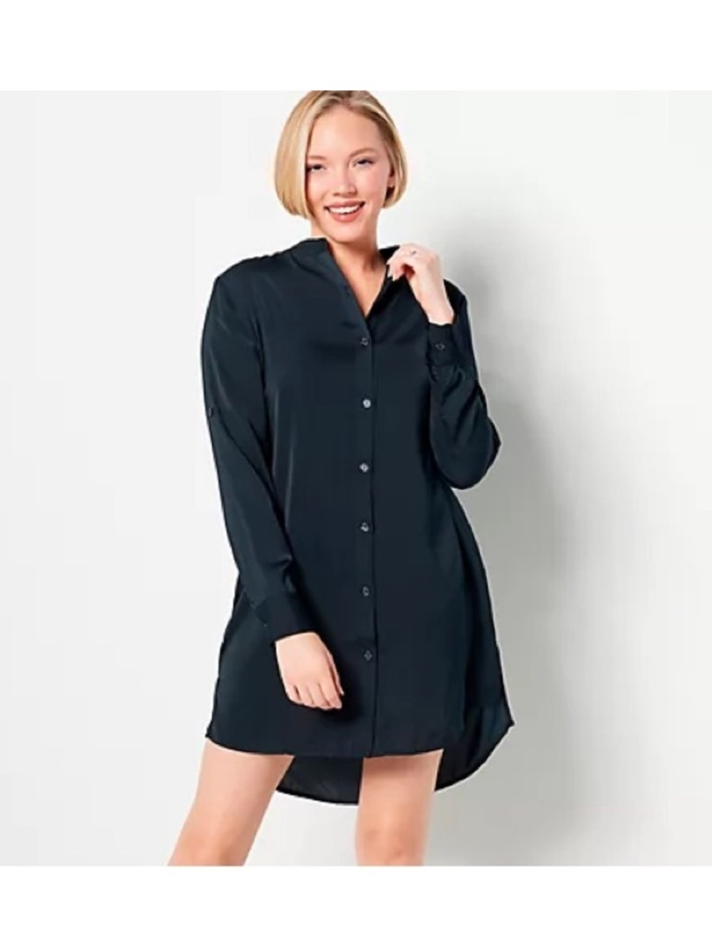 Summersalt - Elegant Black Navy Button-Up Shirt Dress / coverup size medium